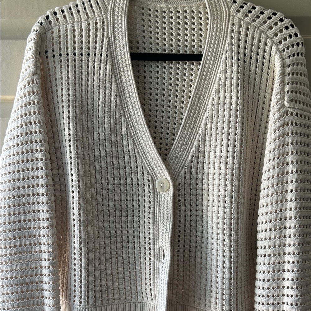 lululemon athletica Cream Open-Weave V-Neck Button Cardigan